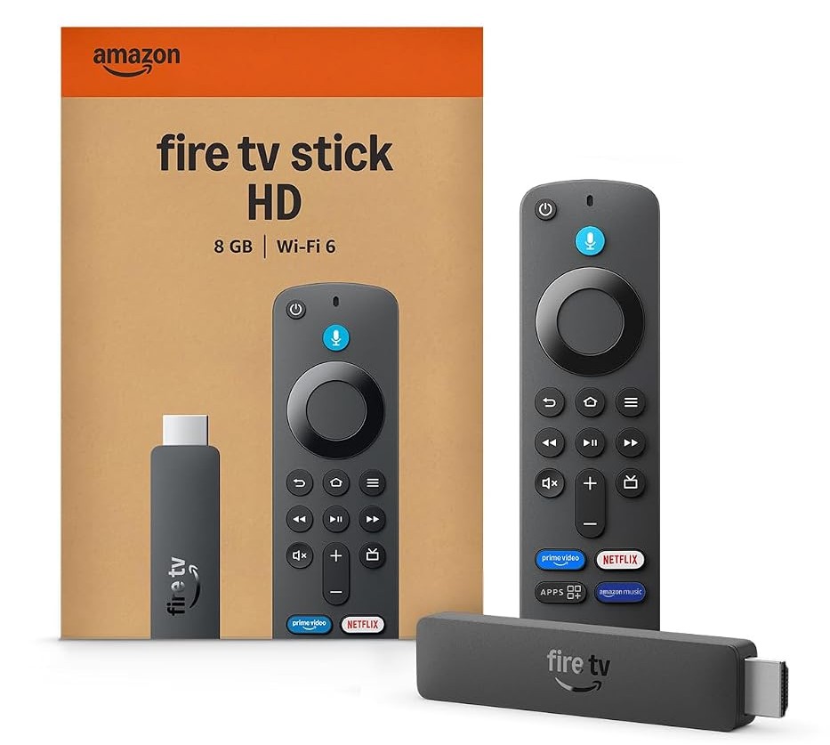 Amazon Fire TV Stick HD Wifi 6 (newest model), our fastest HD stick yet, 1,500+ apps, Alexa Voice Remote, directly powered by your TV